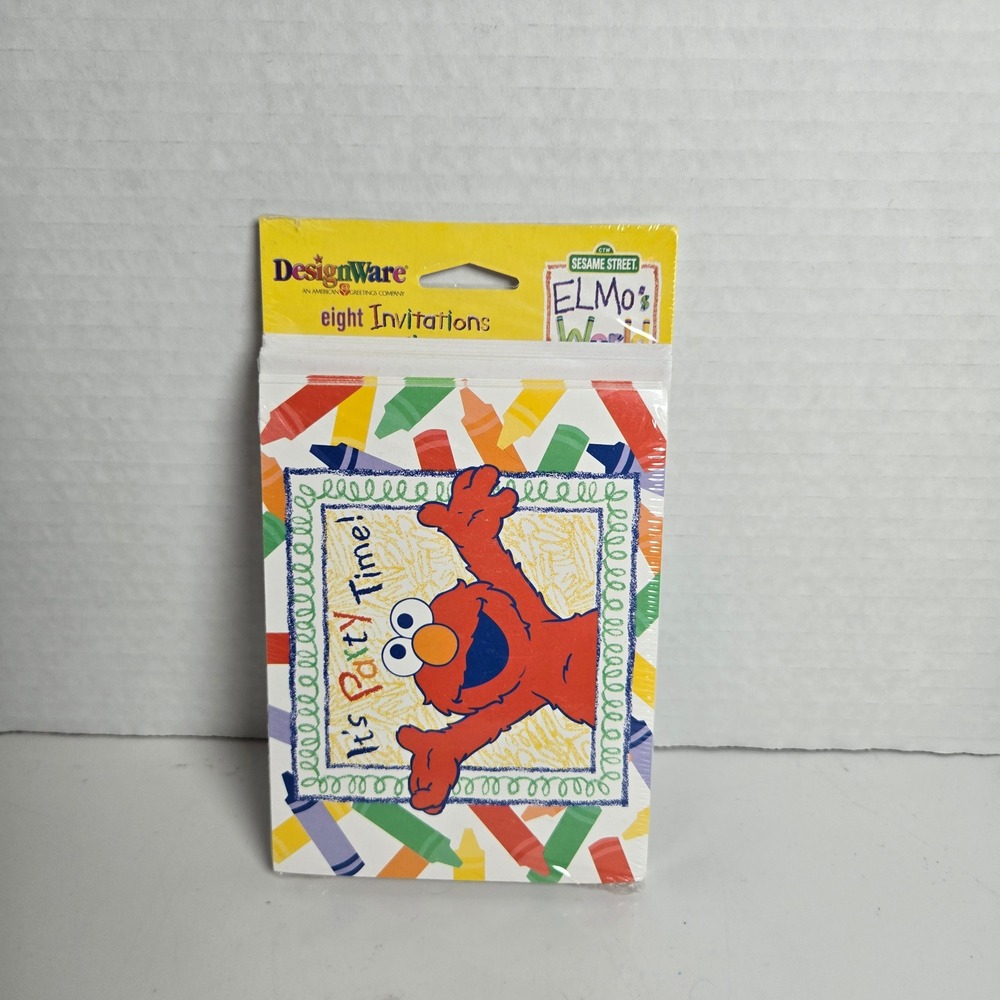 Vintage 2001 Designware Sesame Street Elmo's World 8 Pack Party Invitations New